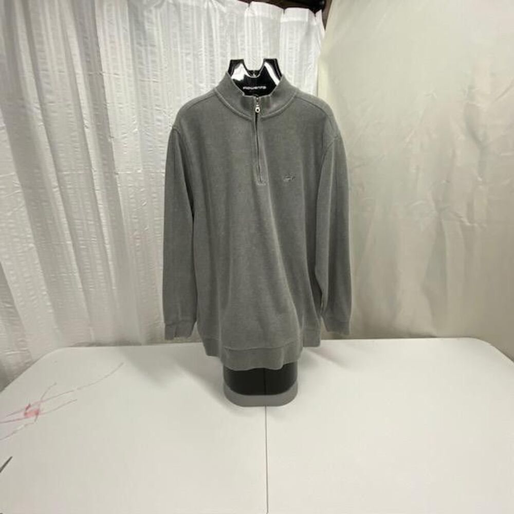 Greg Norman Golf Pullover Mens XL Gray 1/4 Zip Cotton Blend Shark Logo(406-4)